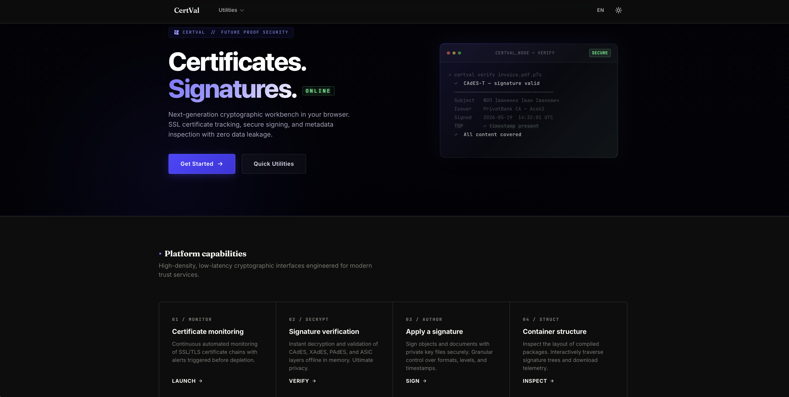 CertVal cryptographic workbench