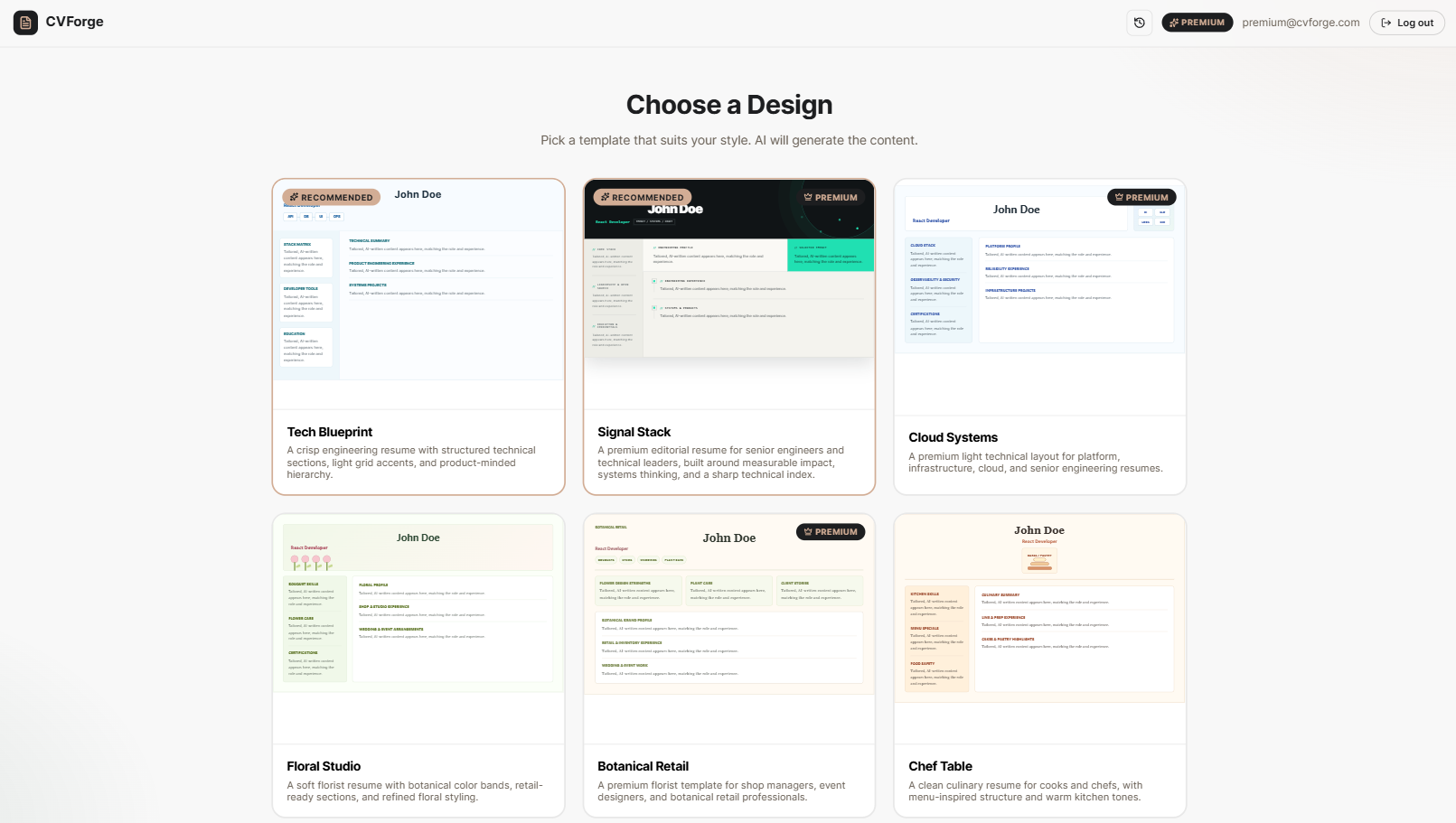 CVForge document preview